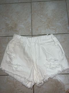 white soft denim shorts