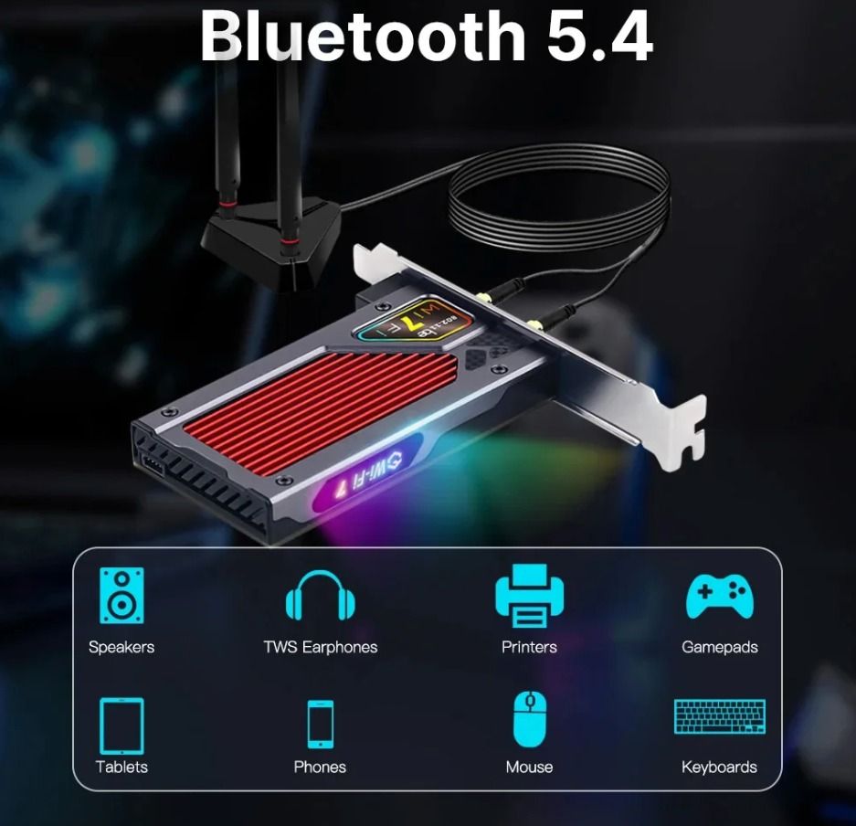 thumbnail image 2 of WiFi 7 Intel BE200NGW M.2 NGFF Tri-Band Network Card – 802.11be, Bluetooth 5.4 2 of 4