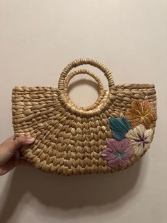 woven native bag with pretty floral accents