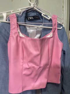 XS brand new pink sleeveless leather top