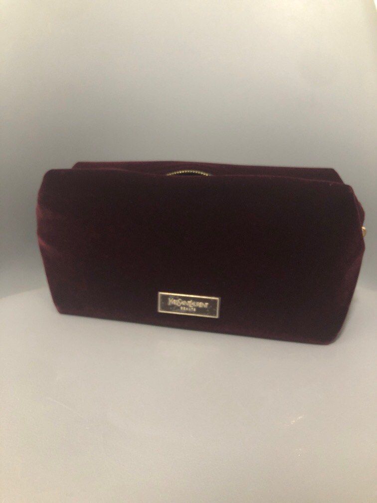 YSL maroon velvet pouch Yves Saint Laurent Beaute Women s Fashion Bags Wallets Purses Pouches on Carousell