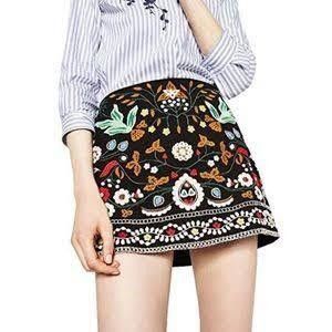 Zara Embroidered Mini Skirt
