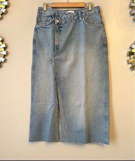 Zara Long Denim Skirt w/ Front Slit