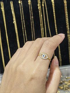 18k Saudi Gold Evil Eye Ring S6