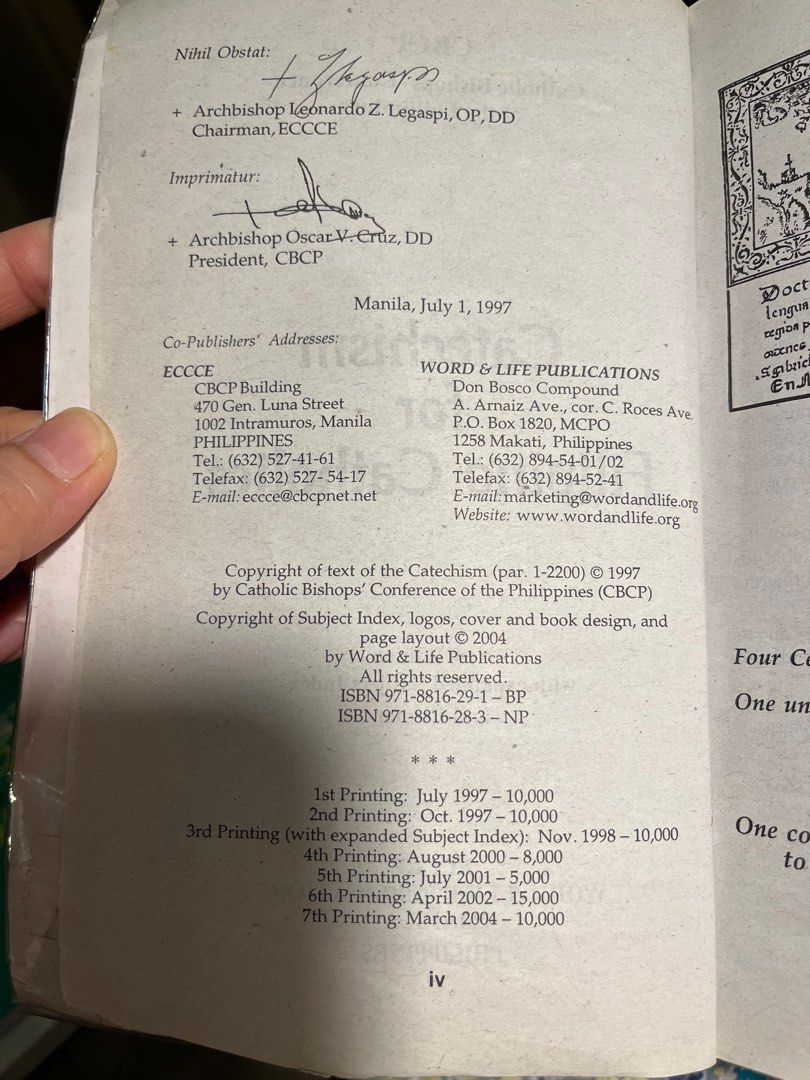 1997 Catechism for Filipino Catholics (Category: Religion Books) located in Mandaluyong City. Submitted by kqloset (Listing ID 1303649955, Image 2). Description: Good condition.