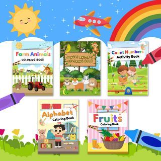 5 Coloring Book Templates Bundle For Kids (100+ pages)