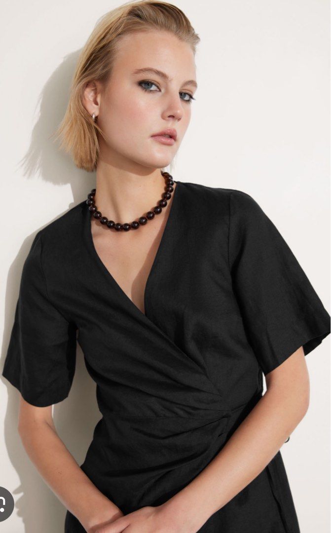 & other stories linen wrap mini dress linen wrap mini dress