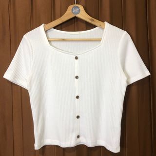#A429 GU by Uniqlo Cropped Ribbed Top (Womens)(White)