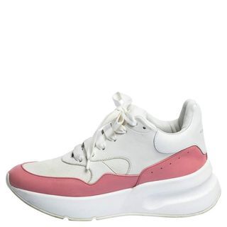Alexander McQueen White/Pink Leather And Mesh Oversized Runner Sneakers Size 38