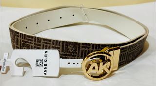 ANNE KLEIN AK TWIST REVERSIBLE BROWN / CREAM WHITE LEATHER BELT MEDIUM / LARGE $40