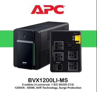 APC UPS 1200VA-650W Uninterruptible Power Supply (BVX1200LI-MS, Easy UPS, 5 Outlet, AVR/S