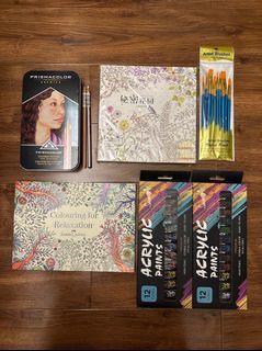 Art set (Prismacolor Pencils 36pcs, 2 coloring books, 2 sets acrylic paints, 1 set paintbrush)