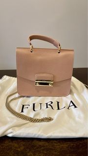 Authentic Furla Pink Leather Julia Top Handle Bag