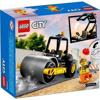 🔥BACK ORDER🔥 Lego City 60401 Construction Steamroller ( 78 Pieces Construction Vehicle Playset With Big Chunky Tires And Rolling Drum + Worker Minifigure With A Shovel And Hard Hat )
