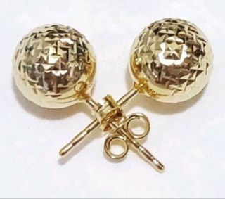 Diamond cut Ball earrings and pendant set 18K