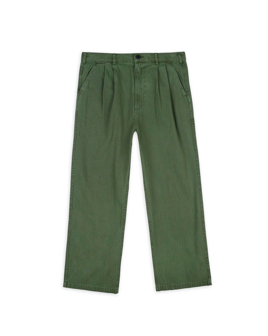 Brain Dead Connections Herringbone Pant - Olive // US 28 (Category: Trousers) located in Quezon City. Submitted by .uwuwu (Listing ID 1303682628, Image 1). Description: In very good condition, lightly used. Size 28 Payment via bank transfer, GCash, or PayPal.