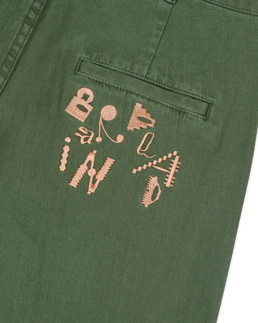 Brain Dead Connections Herringbone Pant - Olive // US 28 (Category: Trousers) located in Quezon City. Submitted by .uwuwu (Listing ID 1303682628, Image 3). Description: In very good condition, lightly used. Size 28 Payment via bank transfer, GCash, or PayPal.