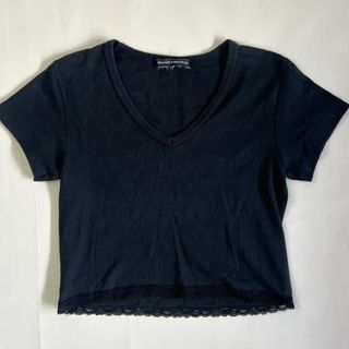 brandy melville black lace baby tee