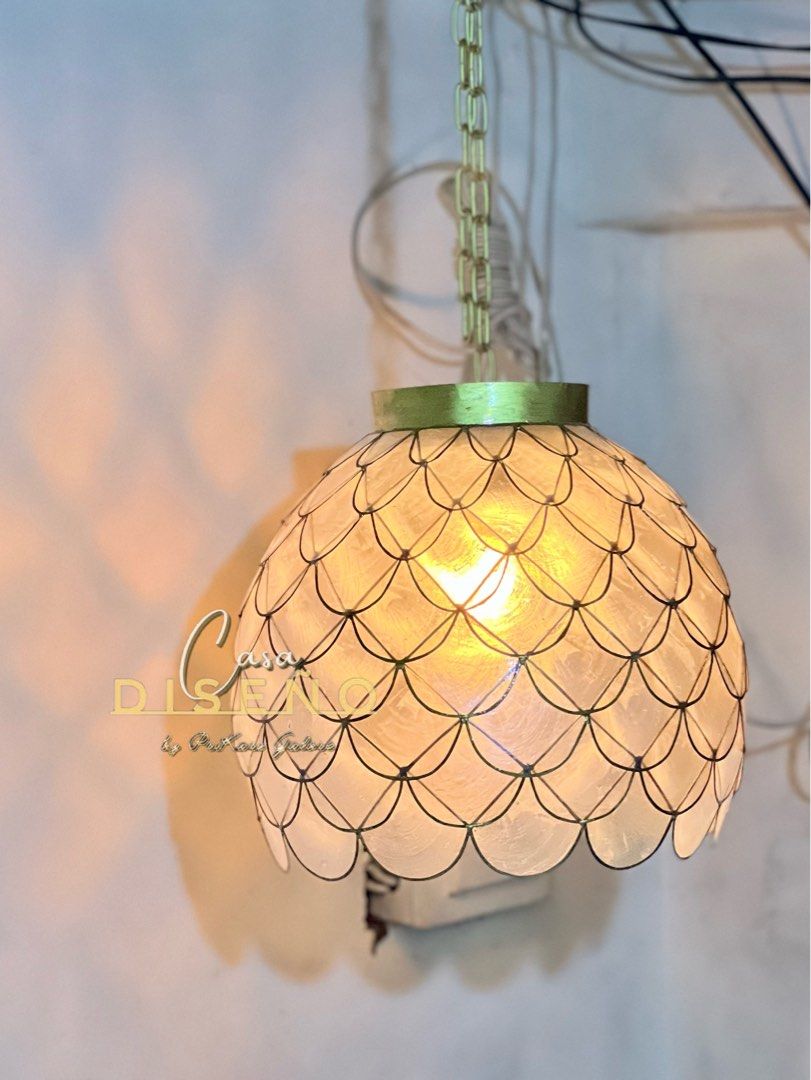 Capiz pendant light (Category: Lighting) located in Caloocan City. Submitted by casadisenyo (Listing ID 1303596038, Image 1). Description: Size 12" x 12" 3pcs available ON HAND Message me, reply fast.