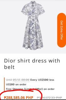 Christian Dior White Blue Shirt Dress w/ side pockets