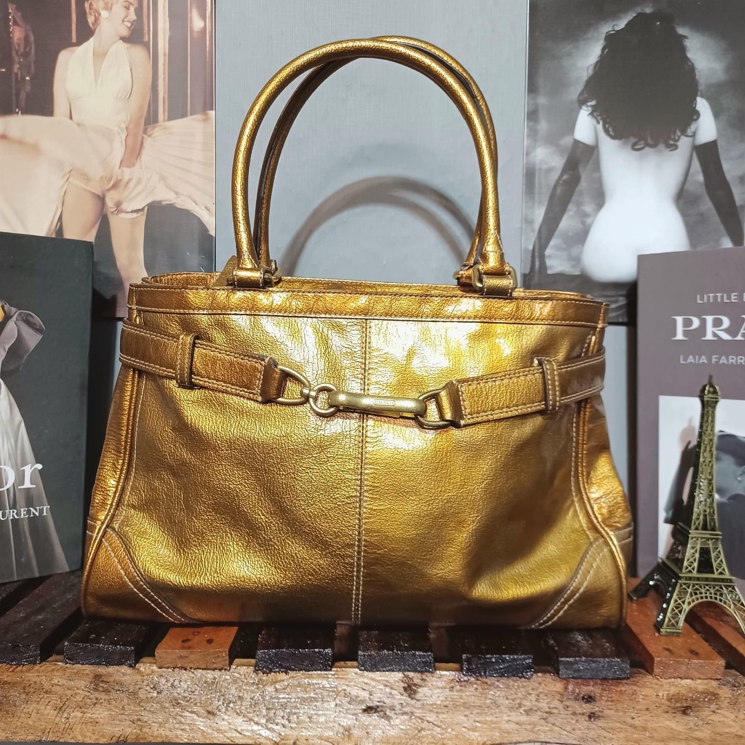 Coach in gold color handbag Luxury Bags Wallets on Carousell