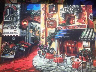 Completed Paint by Numbers  painting - French Cafe