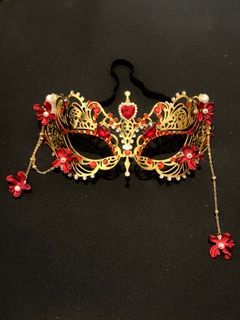 Customized Red Gold Mask Masquerade