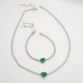 diamond necklace and bracelet NECKLACE 12.5grams 14k gold 1.86ct dia 3.12ct nano gemstone 16.5"  BRACELET 5.6grams 14k gold .61ct dia 2.44ct nano gemstone 6.5"  COD METRO MANILA