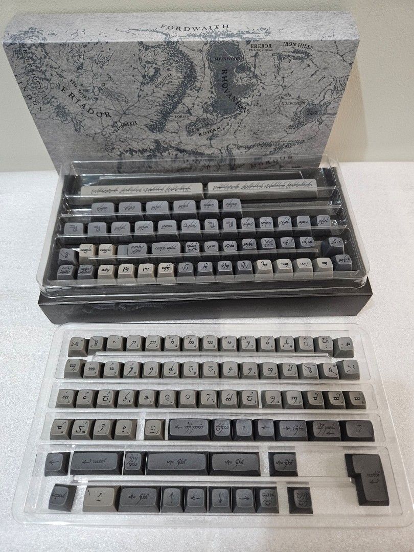 Drop LOTR Keycaps Blackspeech Training Alphas & numpad set (Category: Computer Keyboard) located in Santa Rosa. Submitted by acleancloset (Listing ID 1303643833, Image 1). Description: sold as set box opened, never used will not respond to requests for more pics you can check out Drop's website for more details SPECS Drop + The Lord of the Rings Profile: MT3 Material: Dye-sublimated PBT Compatible with Cherry MX switches and clones TRAINING BLACK