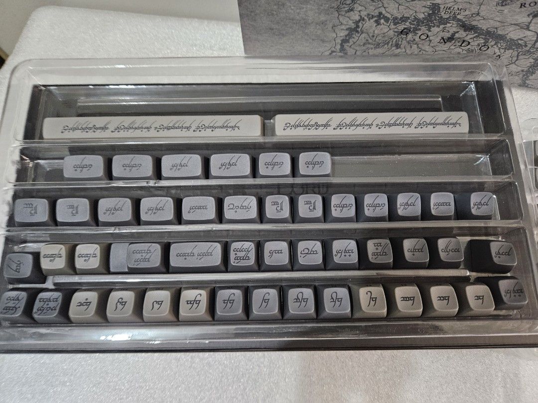 Drop LOTR Keycaps Blackspeech Training Alphas & numpad set (Category: Computer Keyboard) located in Santa Rosa. Submitted by acleancloset (Listing ID 1303643833, Image 3). Description: sold as set box opened, never used will not respond to requests for more pics you can check out Drop's website for more details SPECS Drop + The Lord of the Rings Profile: MT3 Material: Dye-sublimated PBT Compatible with Cherry MX switches and clones TRAINING BLACK