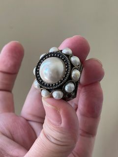 Faux Pearls on Brass power ring