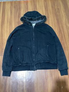 fur hoodie zip up jacket | carhartt / workwear vibes | alt
