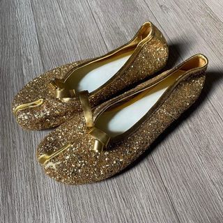 Gold Glitter Tabi Ballet Flats (Margiela Alt)