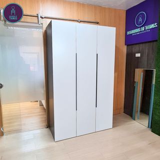 Gray Swing Door Wardrobe Cabinet 120 cm