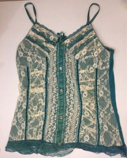 Green Coquette Laced Top