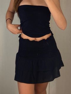 H&M Black Smocked Waist Tiered Skirt like Zara Just Because Studio Linen Wear Laya Meraki Bowy Brandy Melville