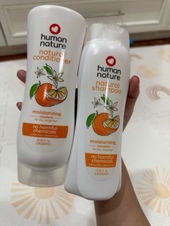 Human Nature Natural Conditioner and Shampoo in Mouisturizing Mandarin 400ml Both