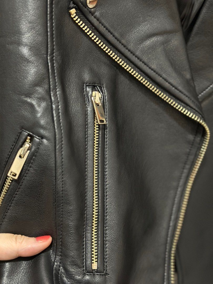 Faux leather jacket gold hardware sale