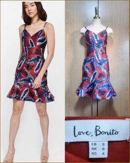Love Bonito Zelda Jacquatd Ruffle Hem Dress
