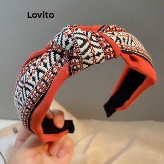 Lovito Women Casual Plain Colorblock Headband LFA03120 (Orange)