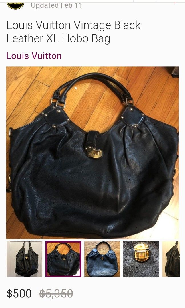 LV black leather hobo bag (Category: Luxury Bags & Wallets) located in Marikina City. Submitted by racoon143 (Listing ID 1303752705, Image 3). Description: authentic no issue free shipping.