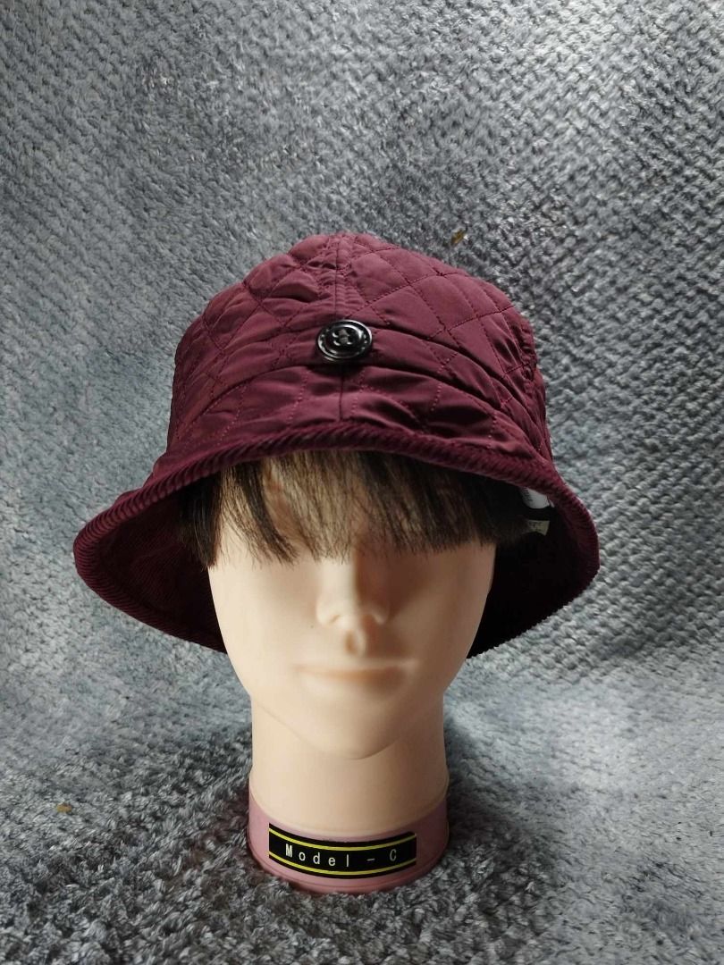 Maroon Bucket Button Hat Women s Fashion Watches Accessories Hats Beanies on Carousell
