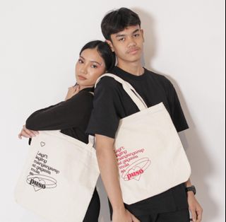 "Mula Sa Puso" Eco-friendly Red Tote Bag (with Zipper & Pocket)