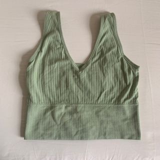 muted green tank top