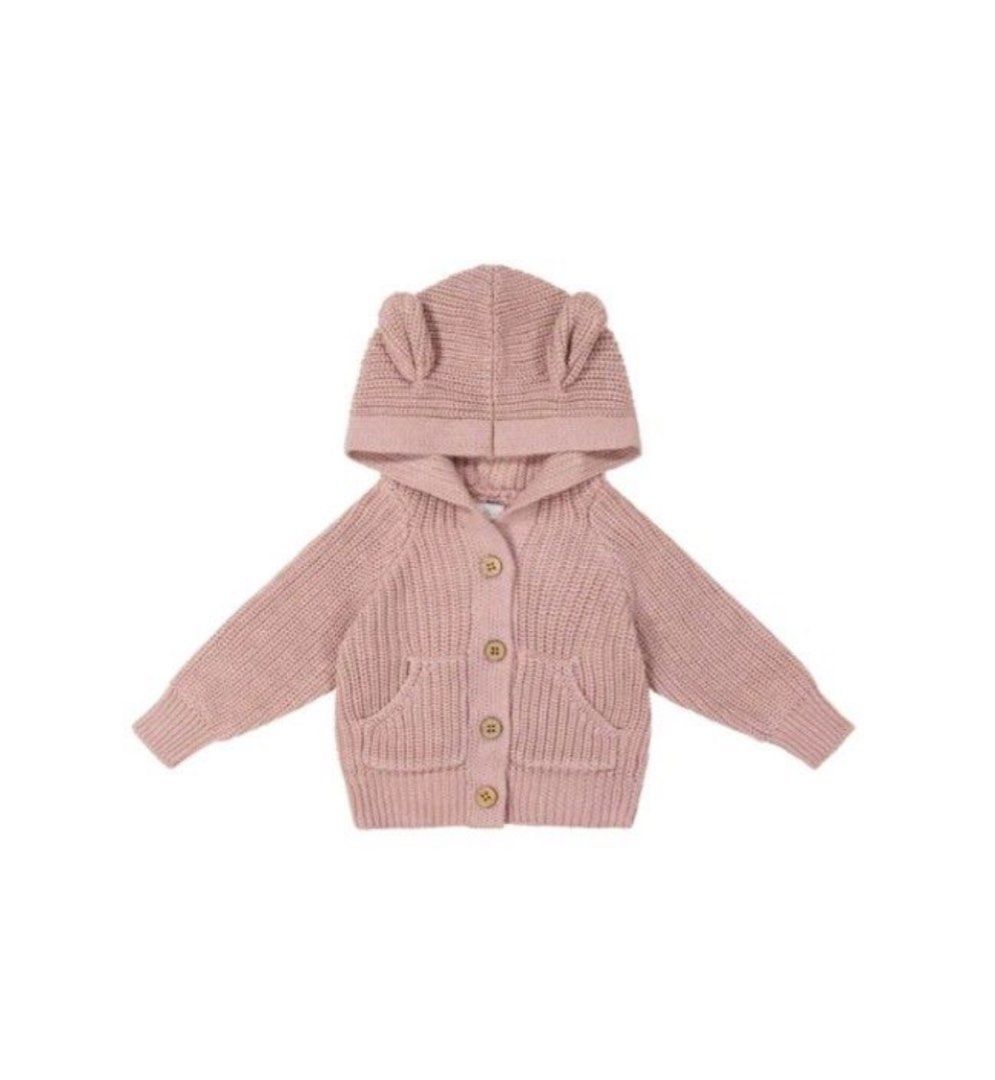 NWT Jamie Kay OG Bear Knit Cardigan Powder Pink for Baby Girl Babies Kids Babies Kids Fashion on Carousell