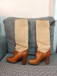 Original Pollini Beige Brown High Knee Boots