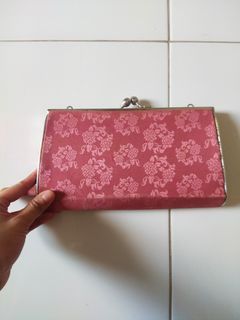 Pink floral clutch