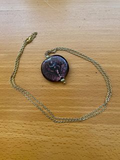 Purple Pendant with Gold Chain Necklace