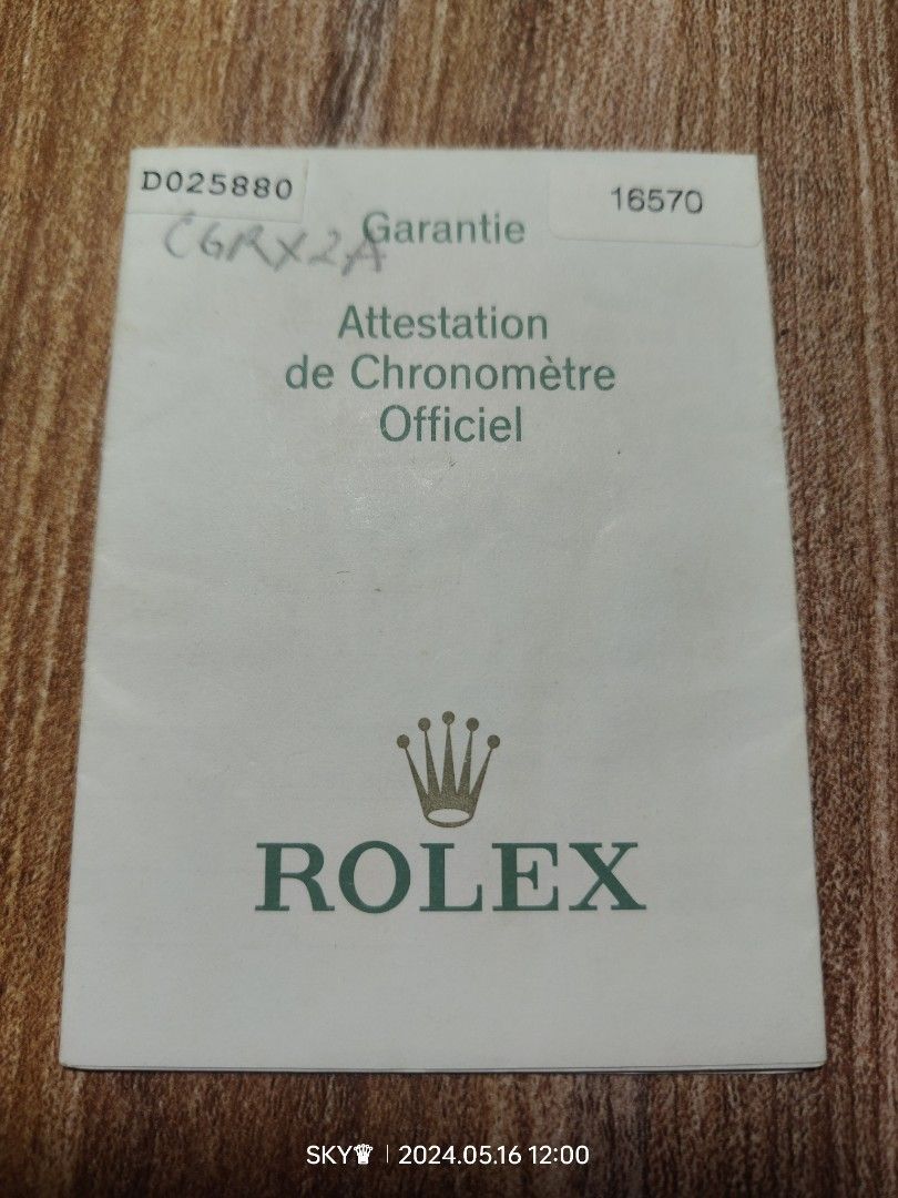 Rolex explorer 2 guarantee certificate (Category: Luxury Watches) located in Quezon City. Submitted by sky_sale (Listing ID 1303629888, Image 1). Description: rolex guarantee certificate paper garantie explorer 2 16570 D serial year 2005-2005 box card booklet manual tags link bezel available.
