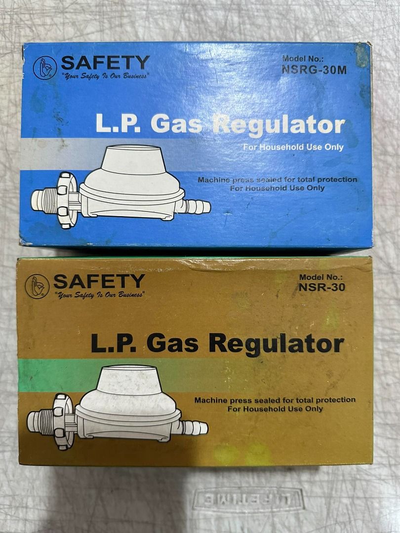 Safety LPG Regulators for M-GAS (Category: Cookware & Accessories) located in Manila. Submitted by memorylanestore (Listing ID 1303634380, Image 1). Description: - Machine press sealed for total protection - For household use Input pressure: 20-1560 kpa Output pressure: 2.80 +- 0.50kpa Gas flow: 0.6m3/h Capacity: 3.50kpa Available Model: NSR-30 NSRG-30M.